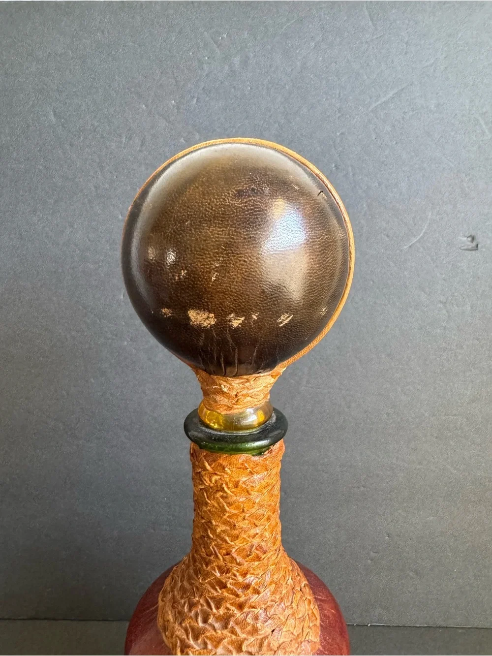 Vintage Italian Leather Wrapped Decanter Mid Century Modern Made In Italy 14